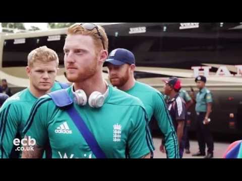 On the team bus as England head to training in Bangladesh