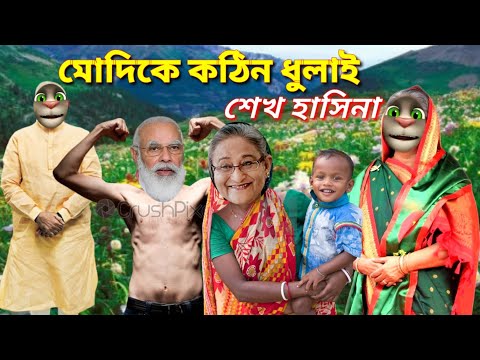 মোদিকে কঠিন ধুলাই করলেন শেখ হাসিনা||talking tom bangla funny video||Bangla funny video tom