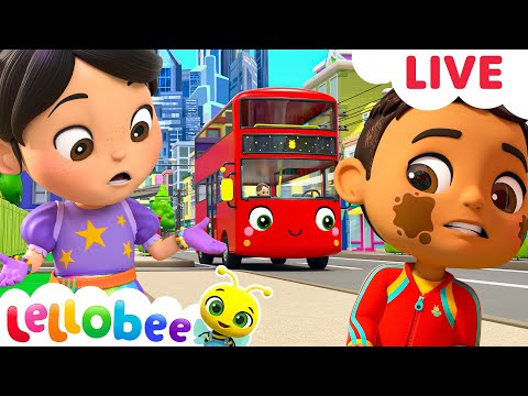 Ten Little Buses, Boo Boo Song & other baby dance party rhymes by Lellobee City Farm 🔴 24/7 LIVE