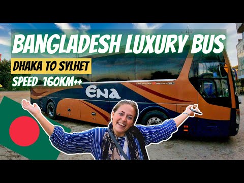 $15 Dhaka to Sylhet CRAZY HIGH SPEED Bus Ride in Bangladesh – ENA Bus 🇧🇩