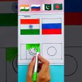 India 🇮🇳 Russia🇷🇺  Pakistan🇵🇰 & Bangladesh 🇧🇩Flag | Flags Drawing | #art #shorts #short #satisfying
