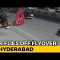 On Camera, Speeding Car Skids Off Hyderabad Flyover, Crashes, Kills 1