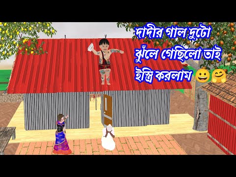 দাদীর গাল দূটো ঝুঁলে গেছিলো  তাই ইস্ত্রি করলাম || Bangla Funny Cartoon Video