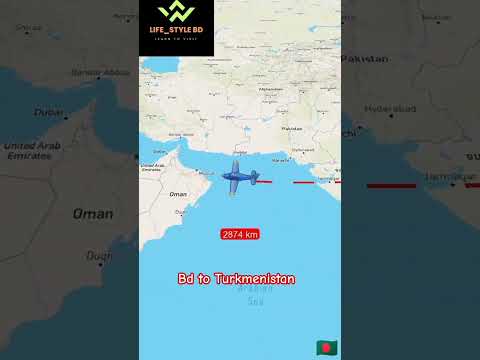 Bangladesh to Turkmenistan #flight #map #airplane #car #travel #travelmap