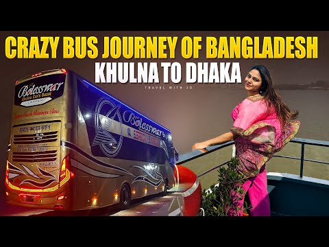 Indian girl in Bangladesh 🇧🇩 Khulna to Dhaka bus 🚎 journey in Double Decker || Travel with Jo